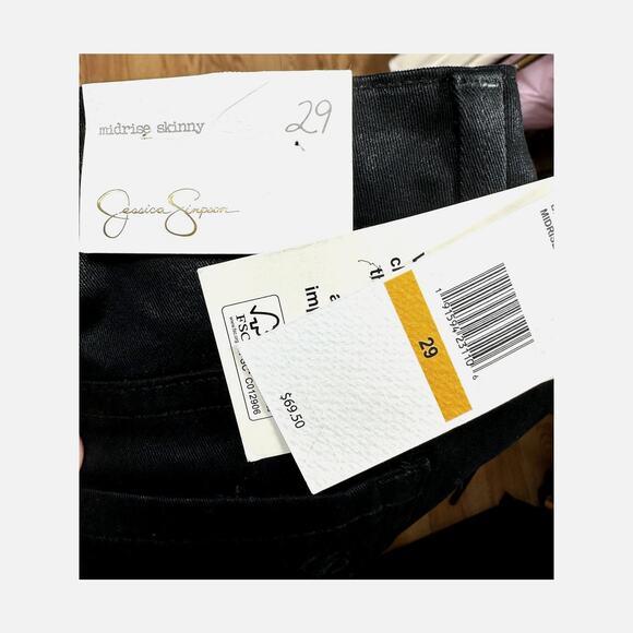 Jessica Simpson Mid Rise Skinny Jeans Shiny Black 8 (29) - Picture 13 of 14